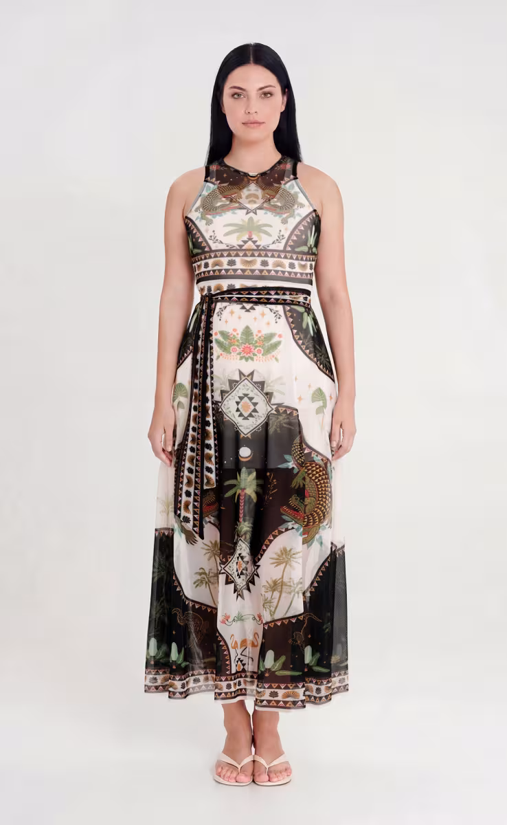 REPTILE LONG DRESS -MESH