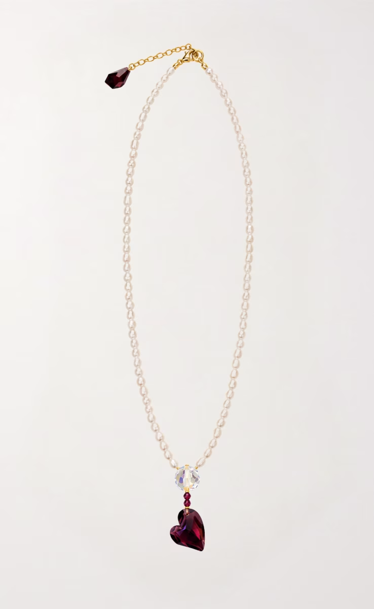 NECKLACE GARNET FRESHWATER PEARLS SWAROVSKI ELEMENTS