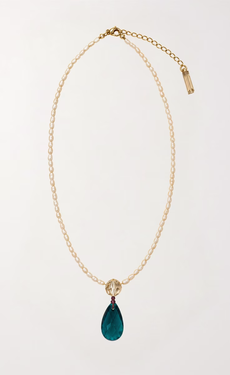 NECKLACE GARNET FRESHWATER PEARLS SWAROVSKI ELEMENTS