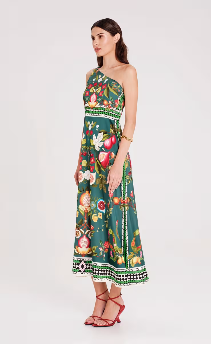 NECTAR ONE SHOULDER LONG DRESS-SILKY