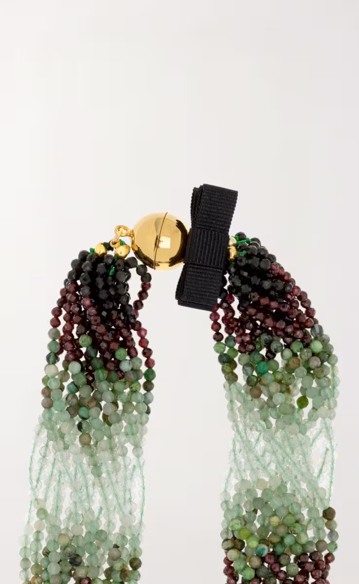 NECKLACE GARNET AVENTURINE ZOISITE GREEN AMETHYST