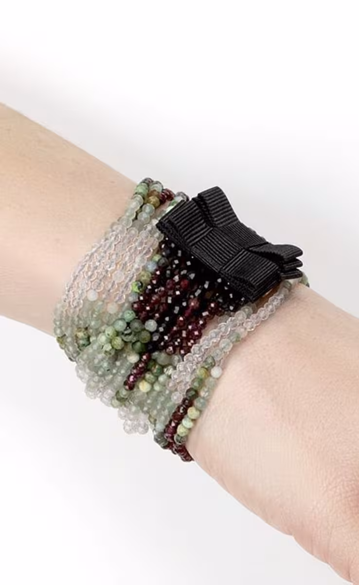 BRACELET GARNET AVENTURINE ZOISITE GREEN AMETHYST
