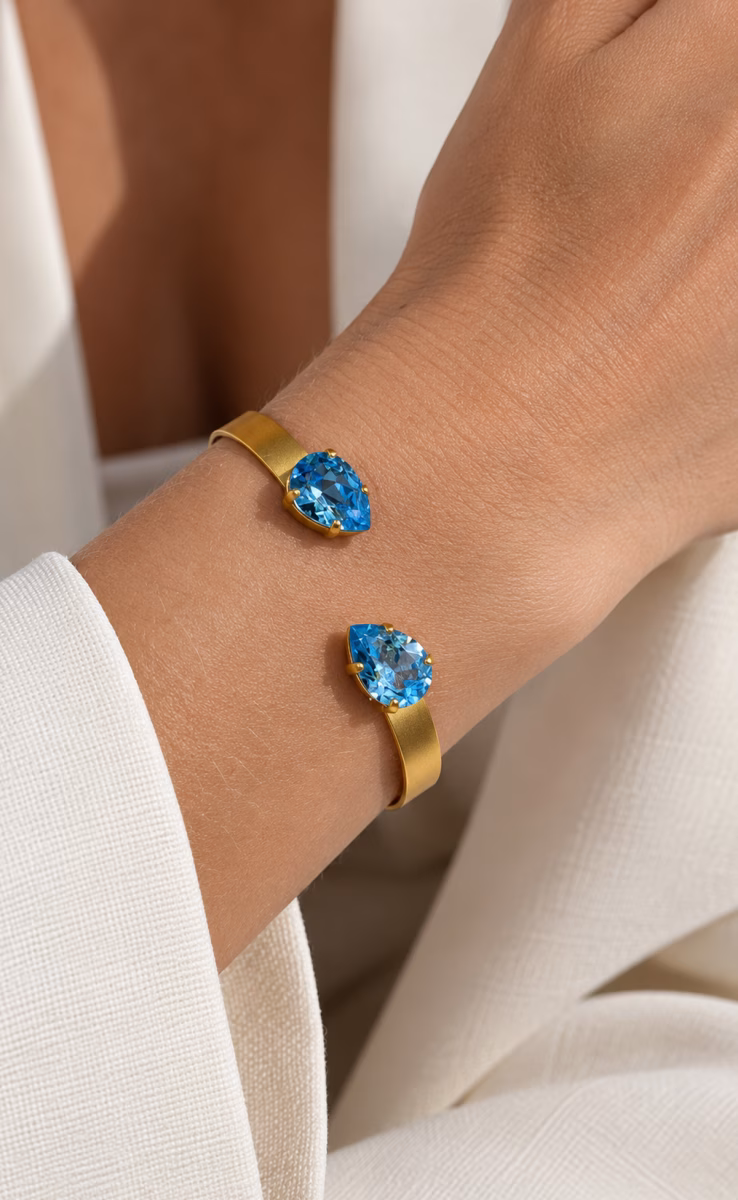 AQUA DOUBLE CRYSTALS BRACELET