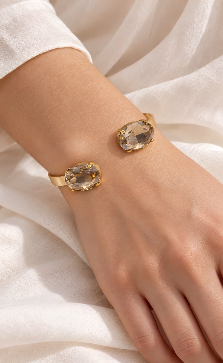 DOUBLE GOLD CRYSTALS CUFF