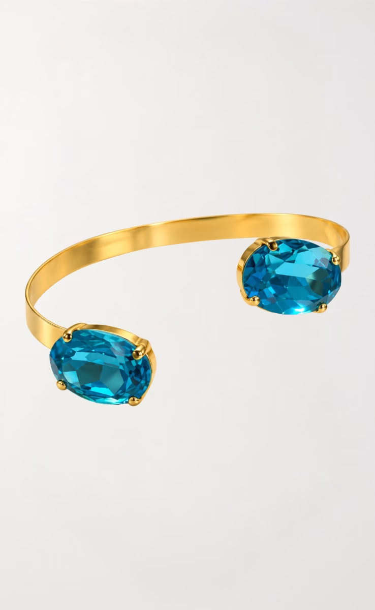 DOUBLE AQUA CRYSTALS CUFF