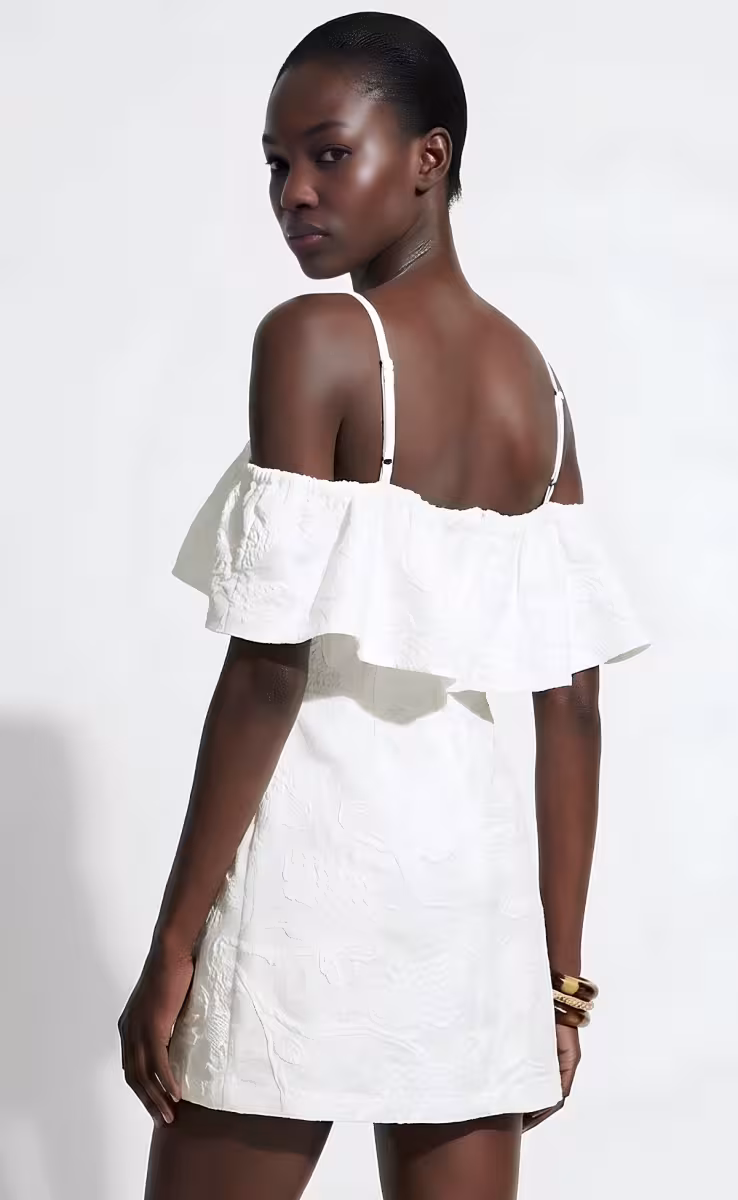 EL NIDO MINI STRAPLESS RUFFLE DRESS WHITE