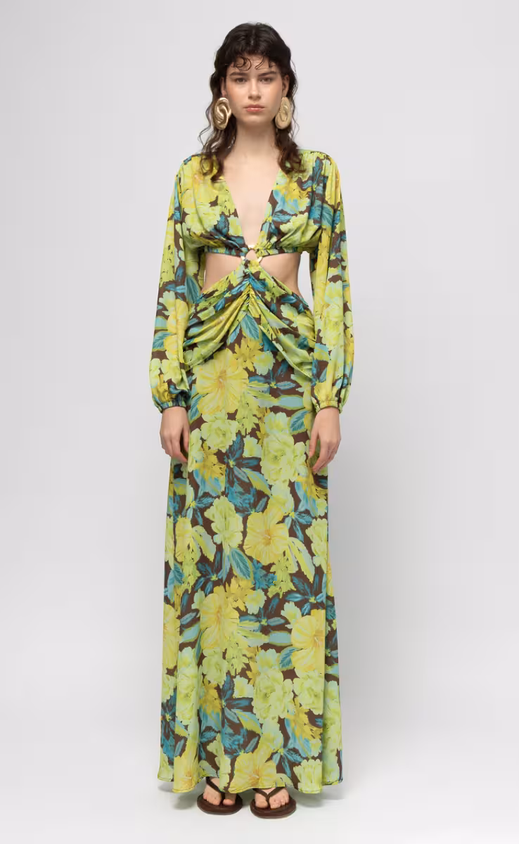 MAI TAI DRESS WITH GOLD RING ON THE BUSTIER FLORAL