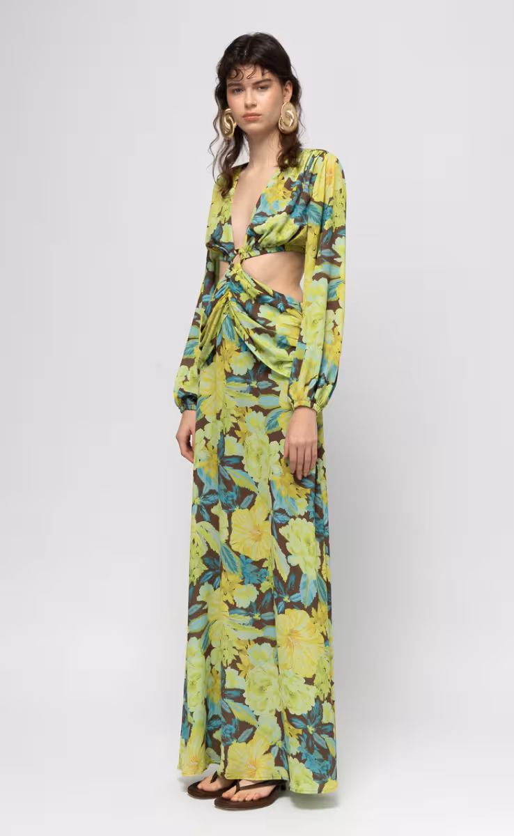 MAI TAI DRESS WITH GOLD RING ON THE BUSTIER FLORAL