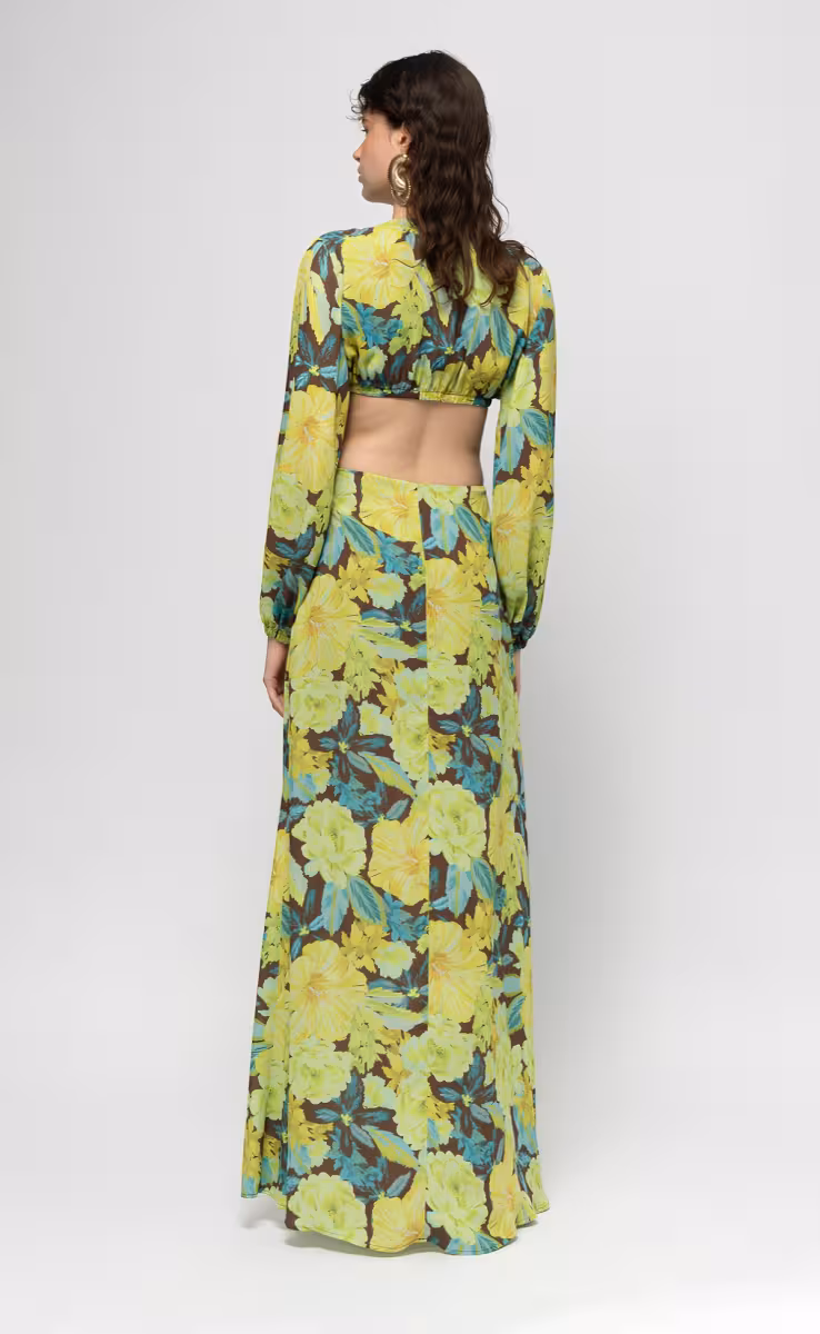 MAI TAI DRESS WITH GOLD RING ON THE BUSTIER FLORAL