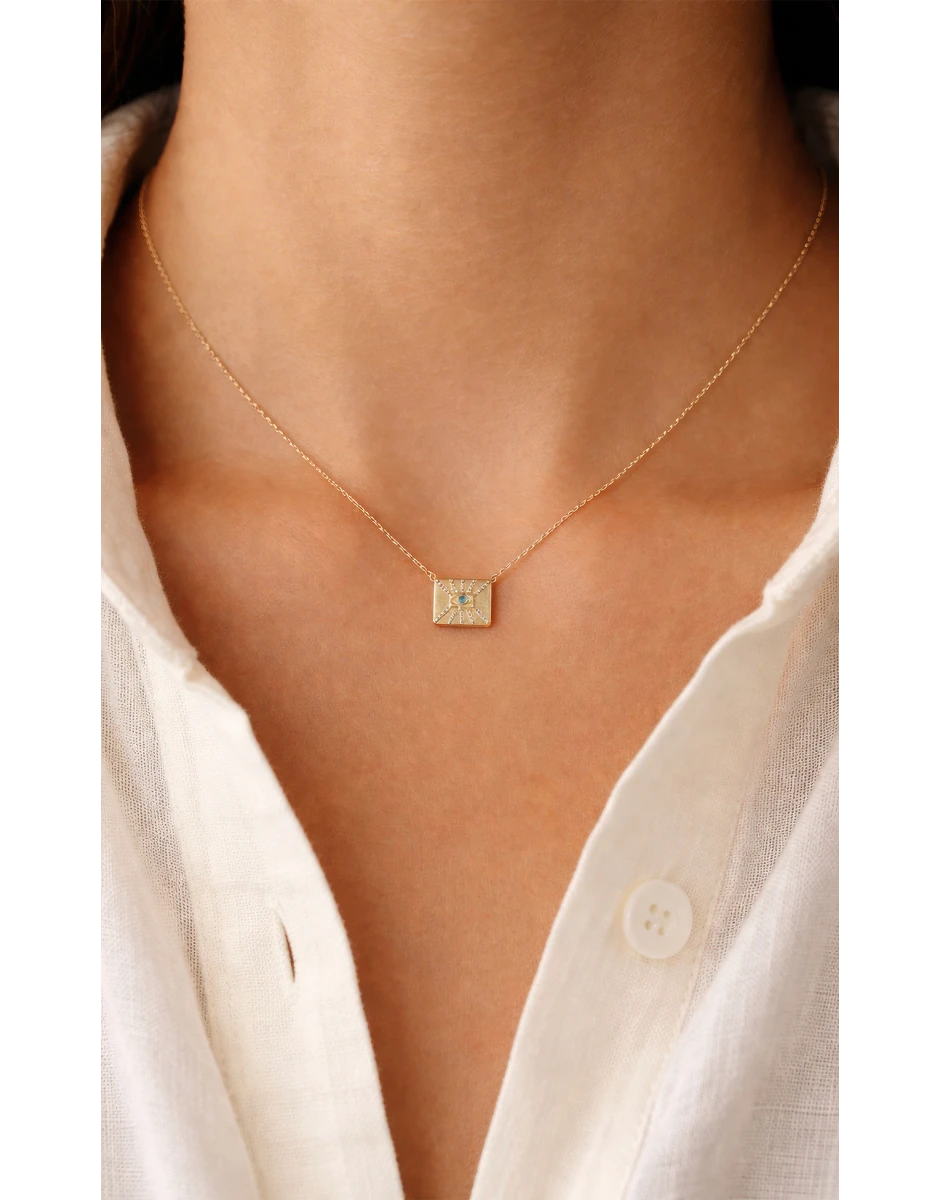 ΧΡΥΣΟ ΚΟΛΙΕ ΜΕ ΜΠΛΕ & ΚΑΦΕ ΔΙΑΜΑΝΤΙΑ