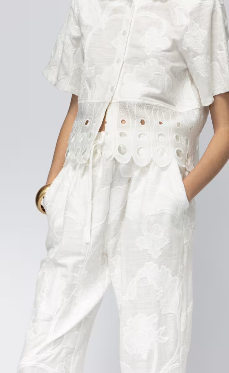 SOLEIL LINEN SHIRT WITH CIRCLES WHITE