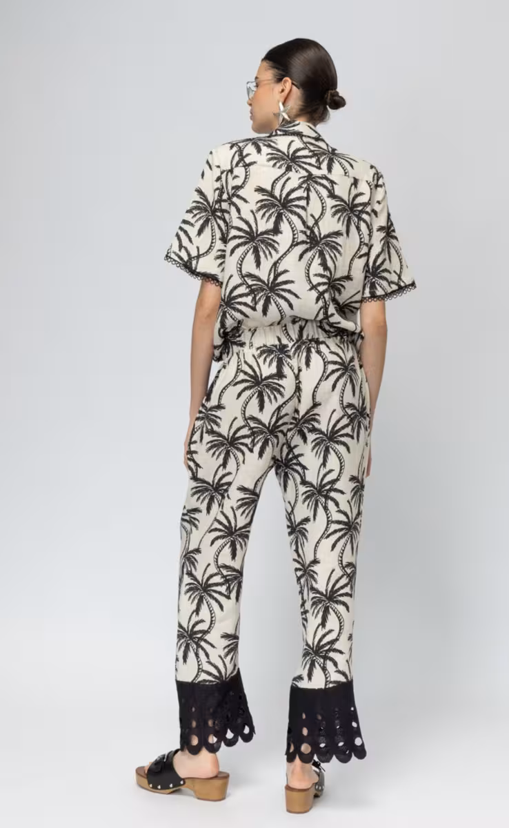 ISLAND ESCAPE PANTS PALM PRINT