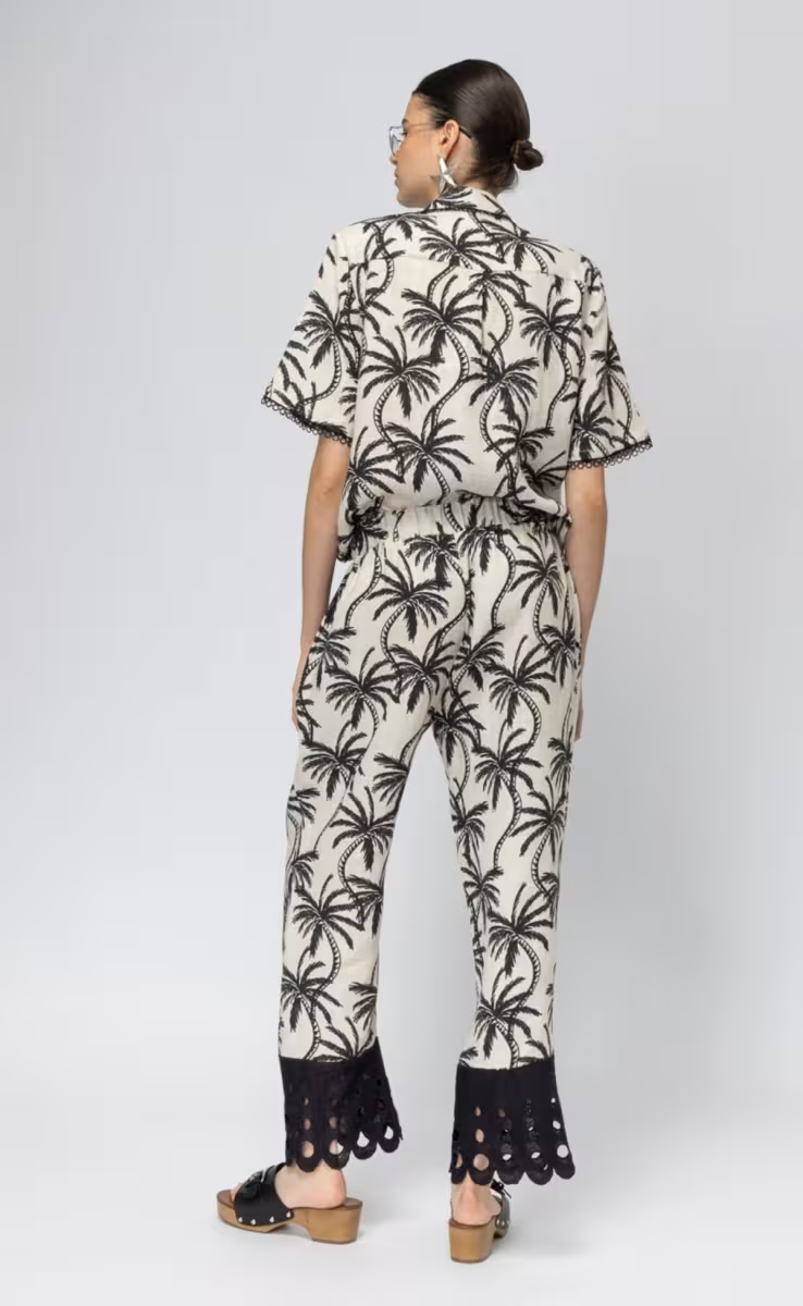 ISLAND ESCAPE PANTS PALM PRINT