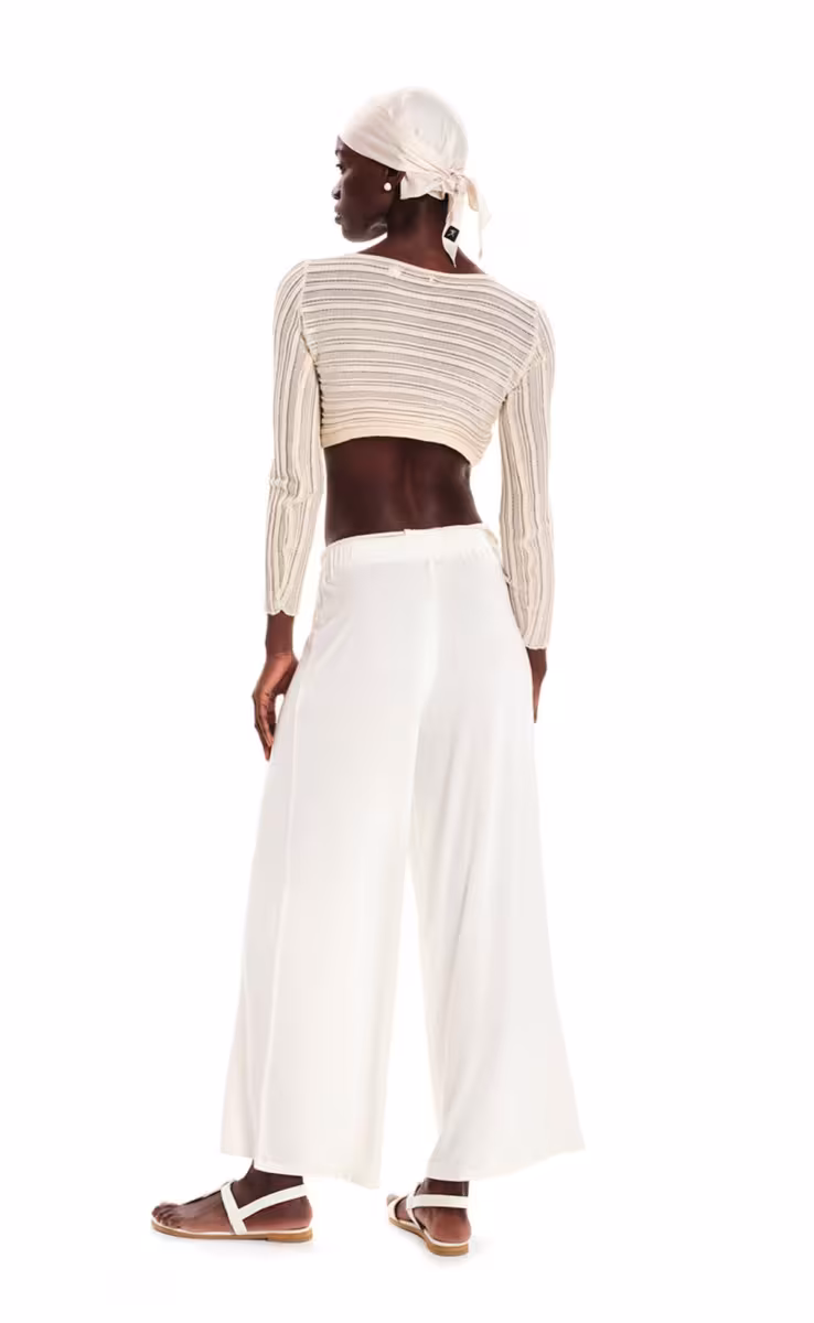 LONG SLEEVE CROP TOP ECRU