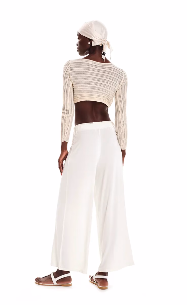 LONG SLEEVE CROP TOP ECRU