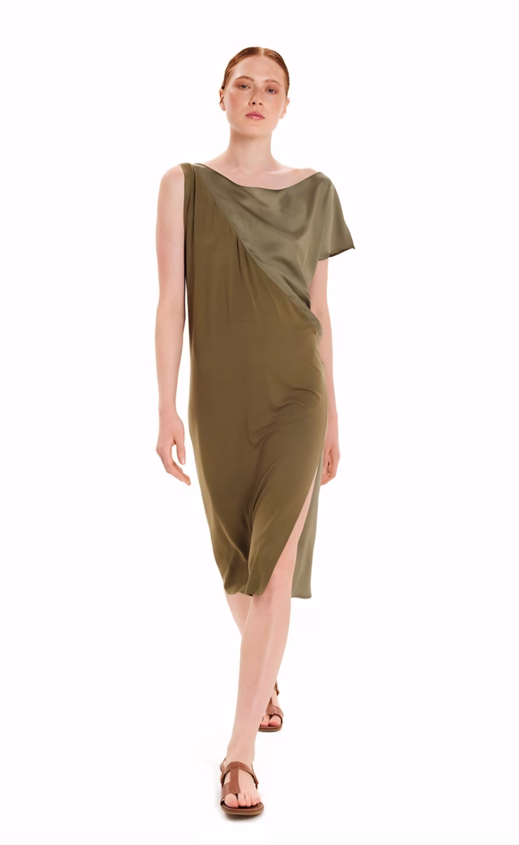 MIDI DRESS ORGANIC OLIVE