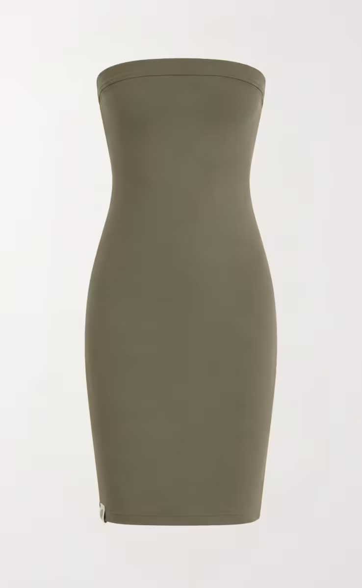 MINI DRESS STRAPLESS ORGANIC OLIVE