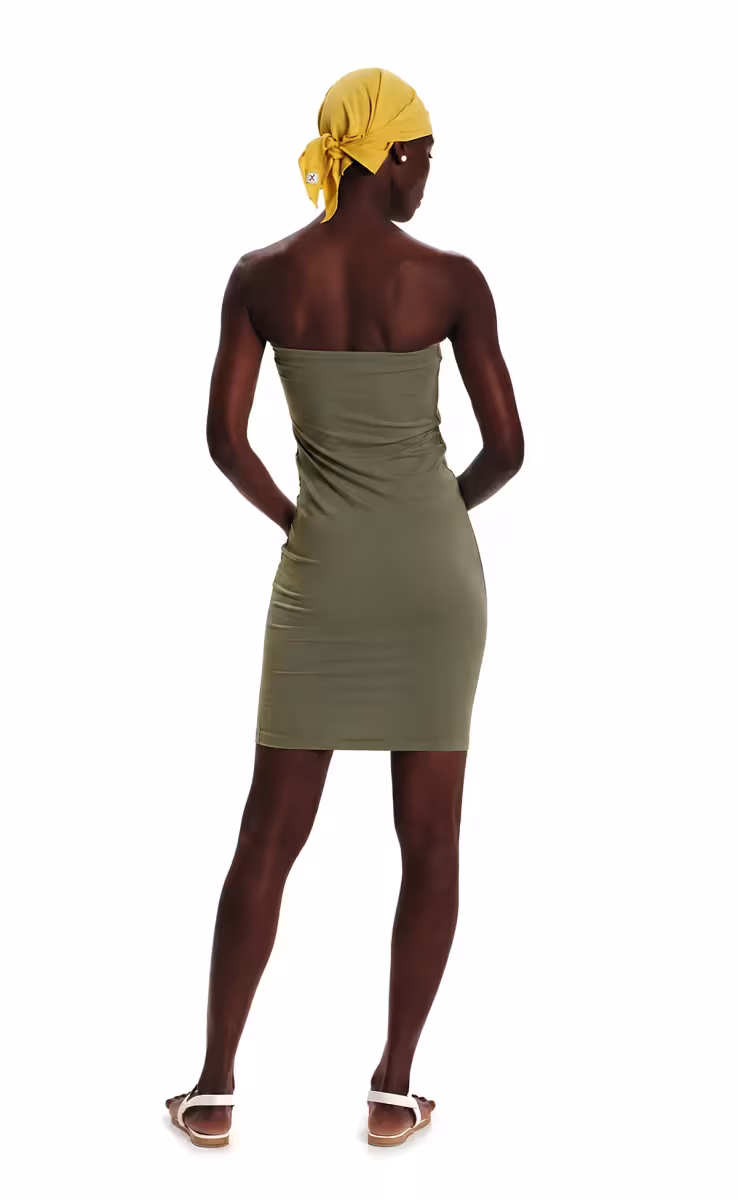 MINI DRESS STRAPLESS ORGANIC OLIVE