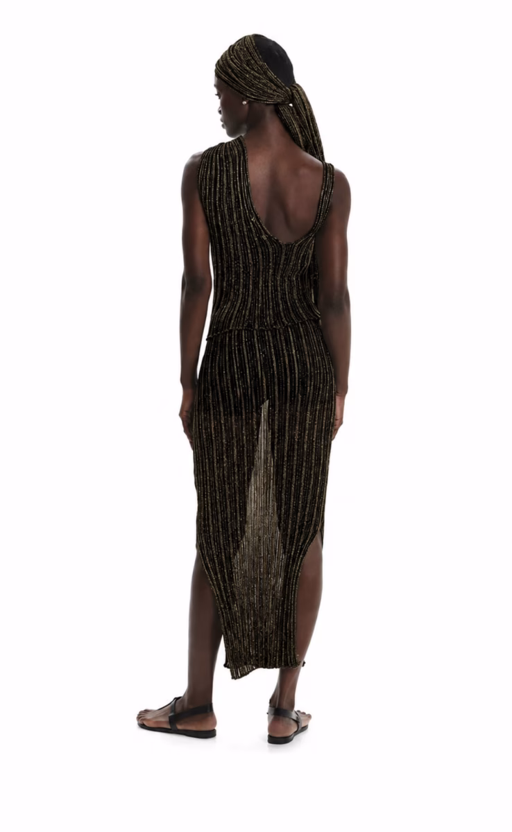 MIDI SKIRT GOLD BLACK