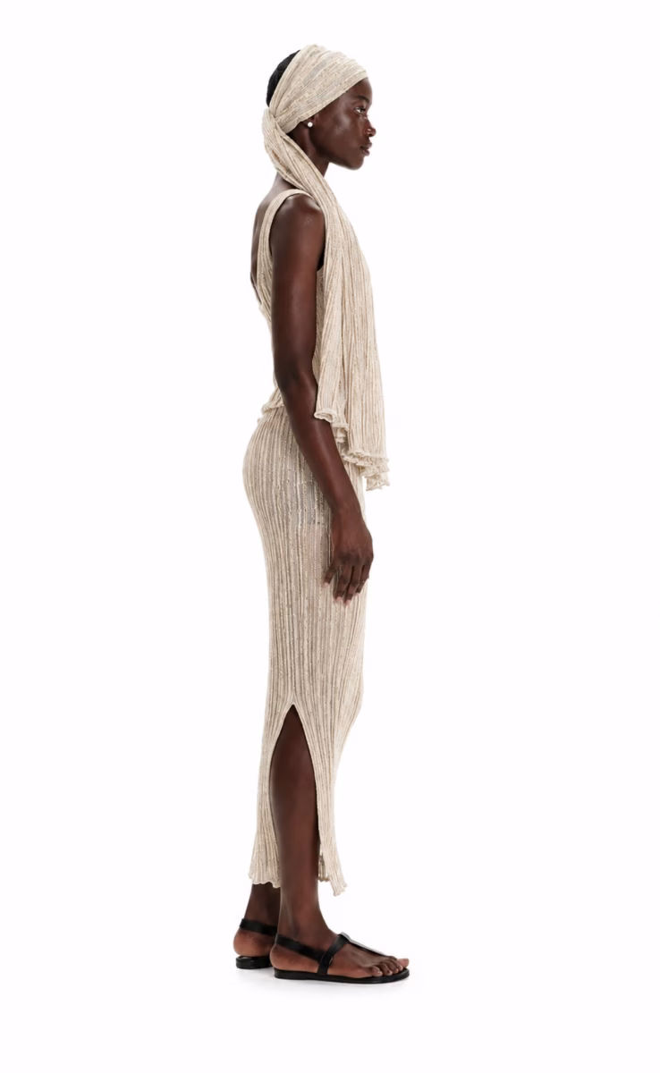 MIDI SKIRT GOLD ECRU