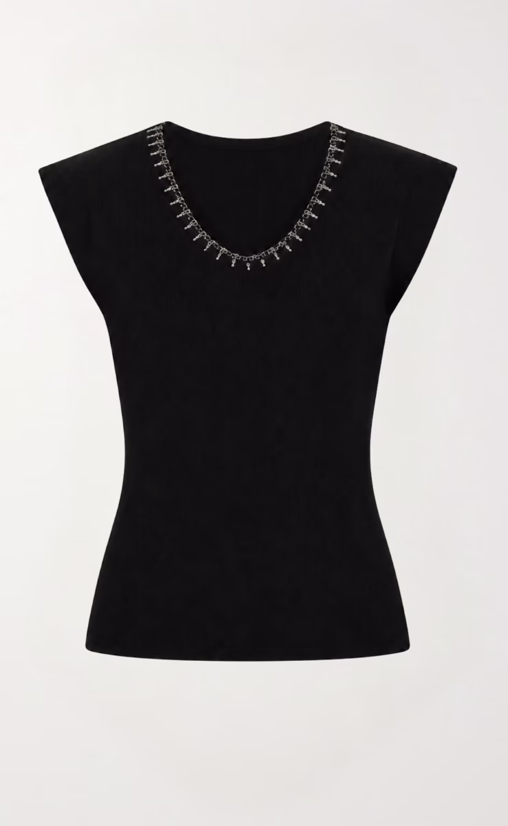 V-NECK TOP BLACK