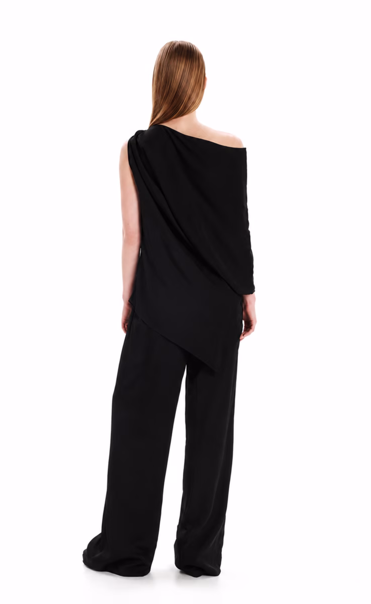HIGH WAISTED TROUSERS WITH PLEATS BLACK