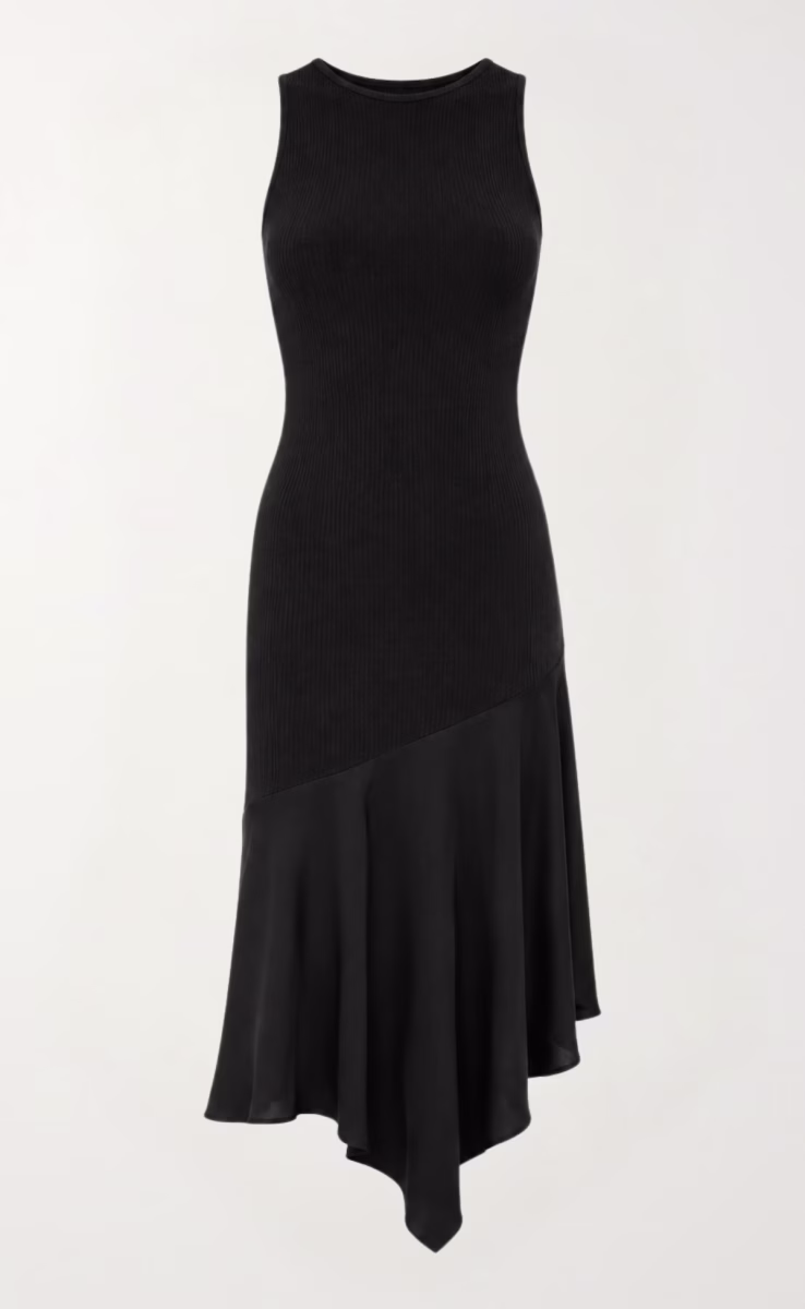 DRESS WITH RUFFLE BLACK