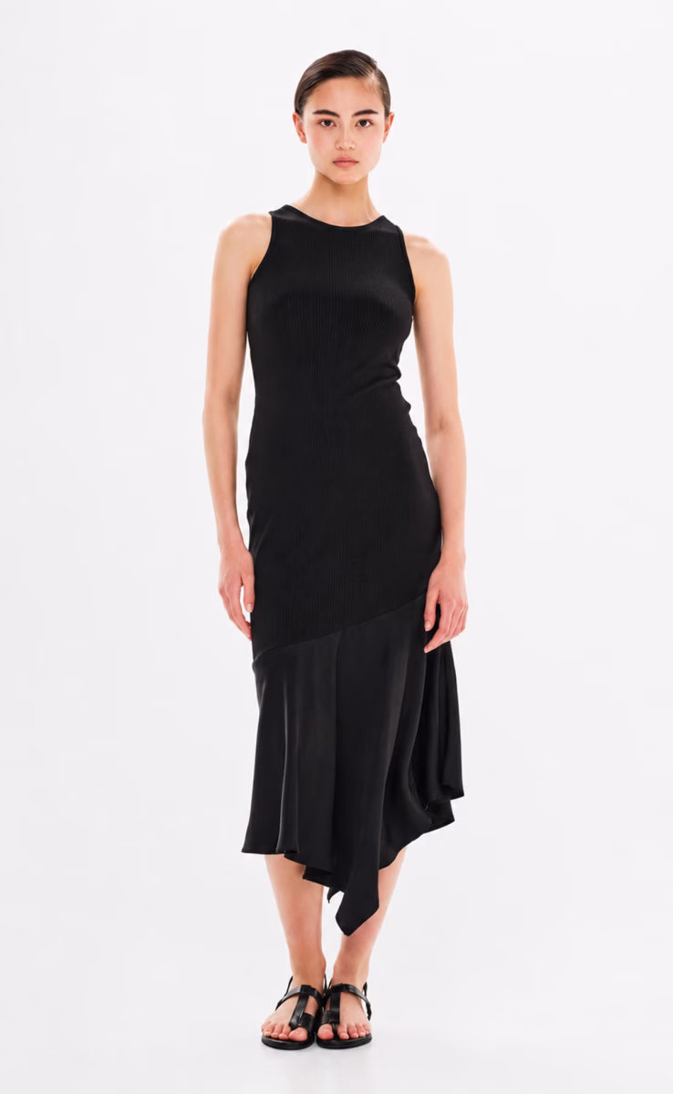 DRESS WITH RUFFLE BLACK