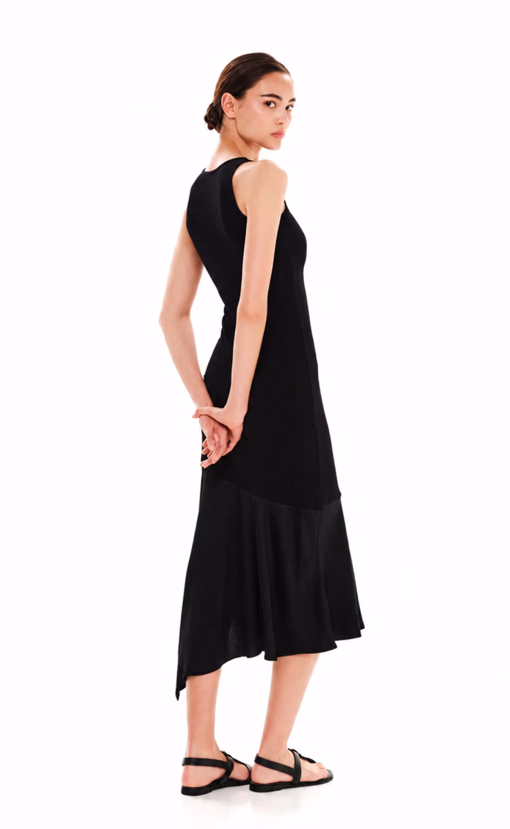 DRESS WITH RUFFLE BLACK