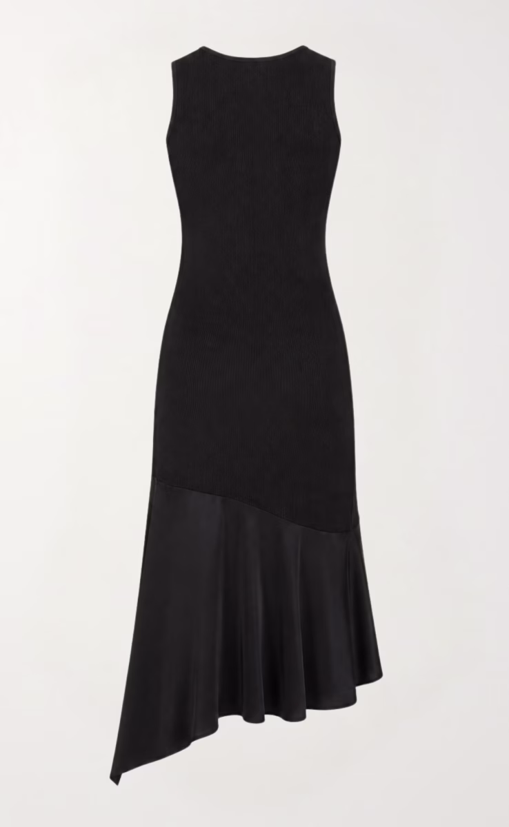 DRESS WITH RUFFLE BLACK