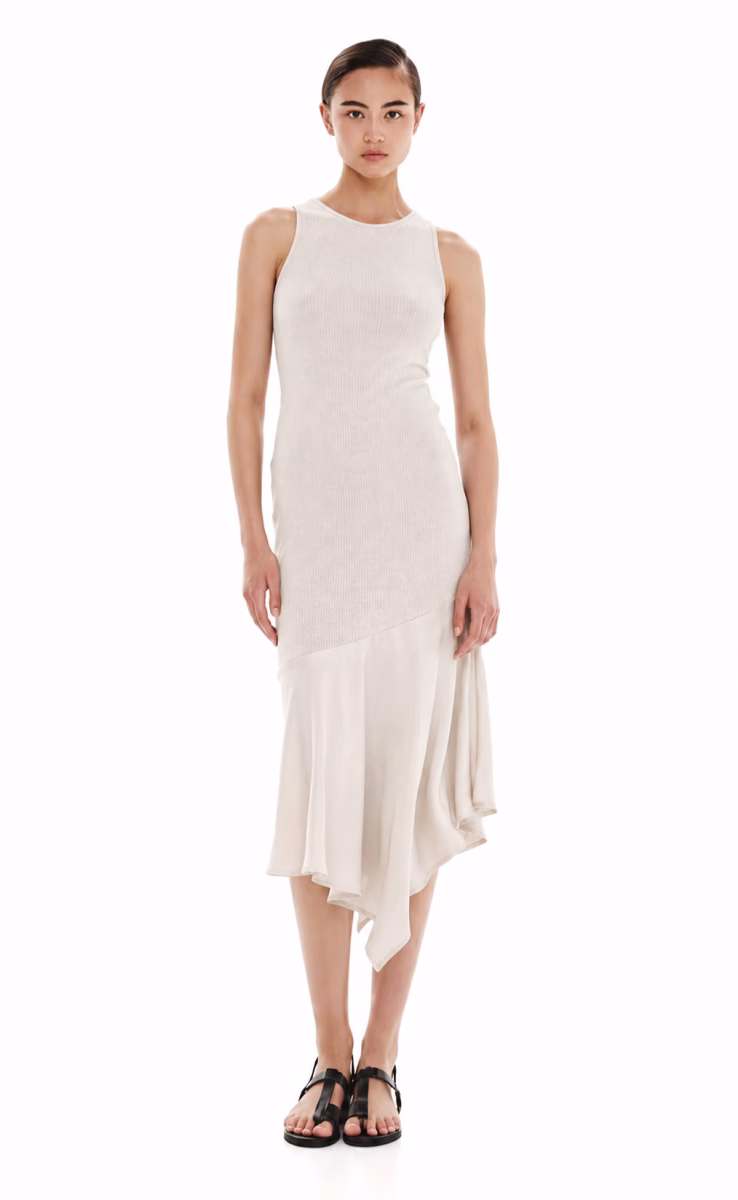 DRESS WITH RUFFLE ECRU