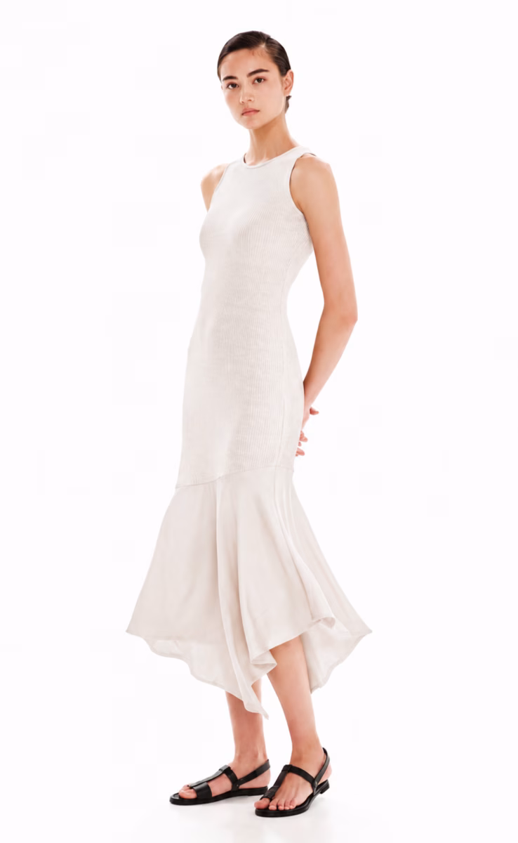 DRESS WITH RUFFLE ECRU