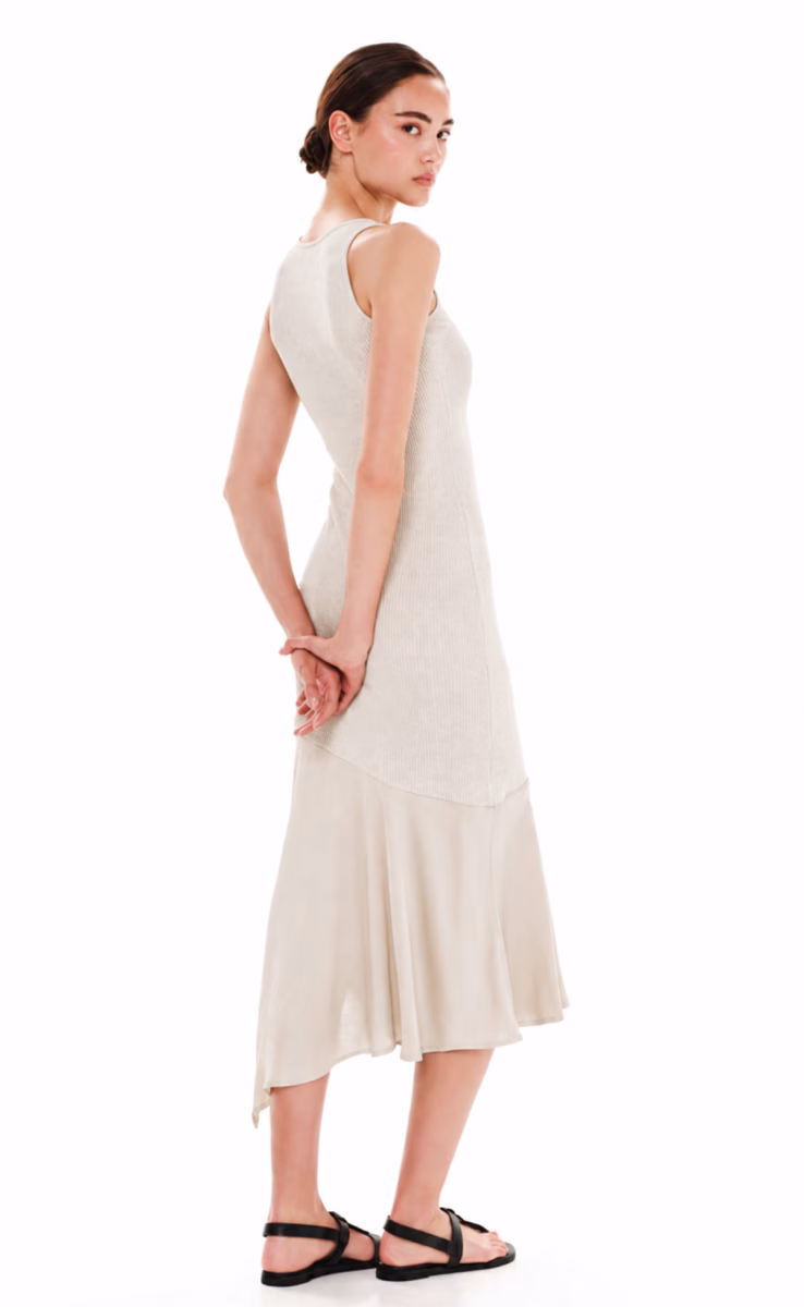 DRESS WITH RUFFLE ECRU
