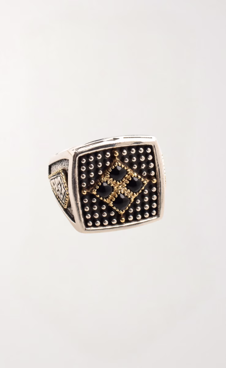 RING STERLING SILVER & 18K GOLD WITH ONYX