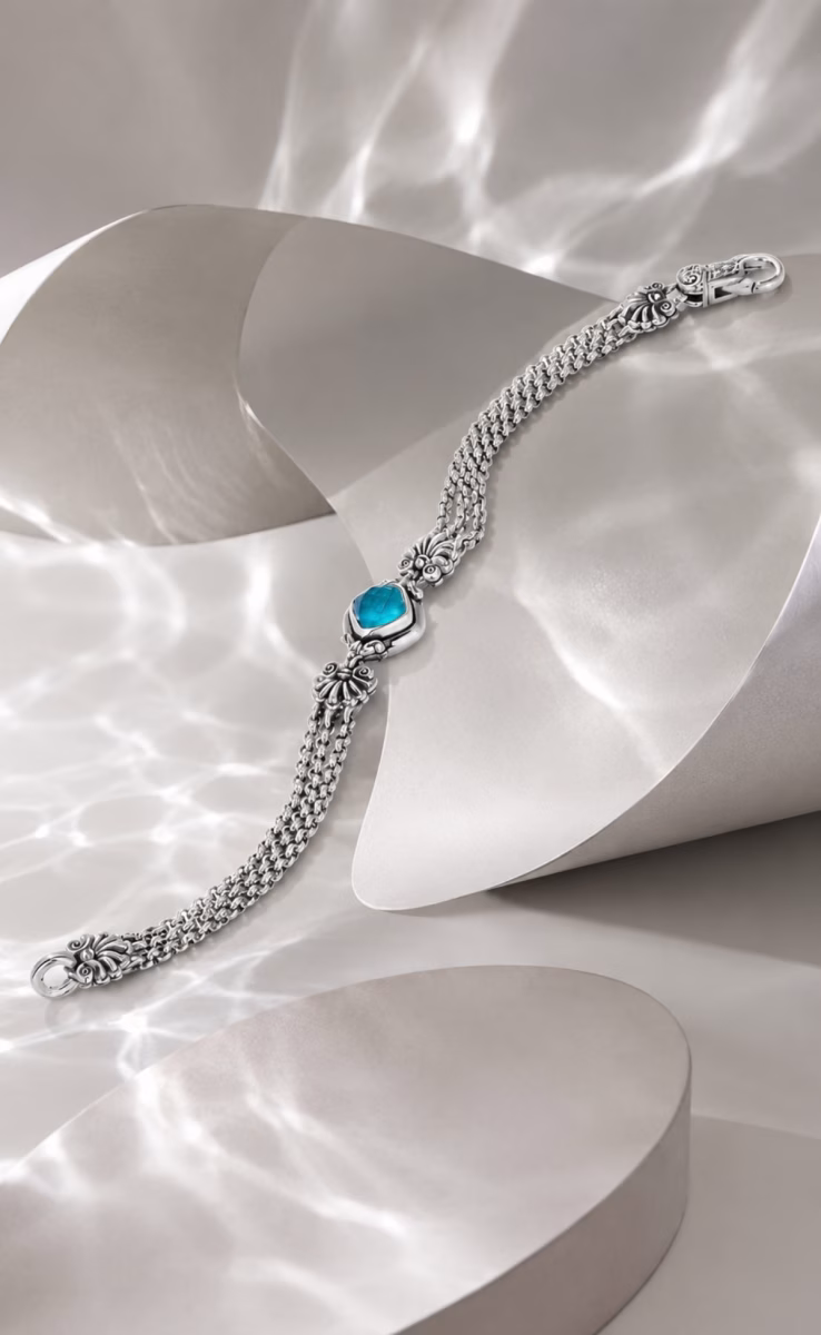 ΒΡΑΧΙΟΛΙ ΜΕ ROCK CRYSTAL BLUE MARINE SPINEL MOTHER OF PEARL TRIPLET