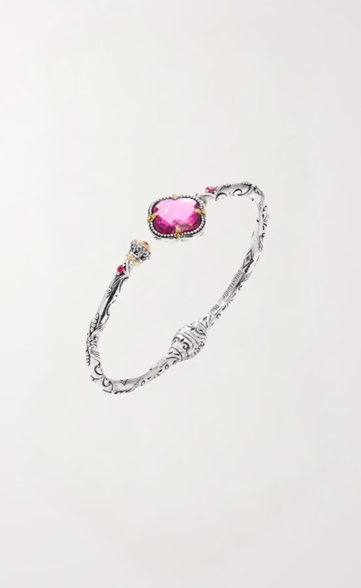 BRACELET STERLING SILVER 925 FLUX FUSION CORUNDUM & RED CRYSTALS