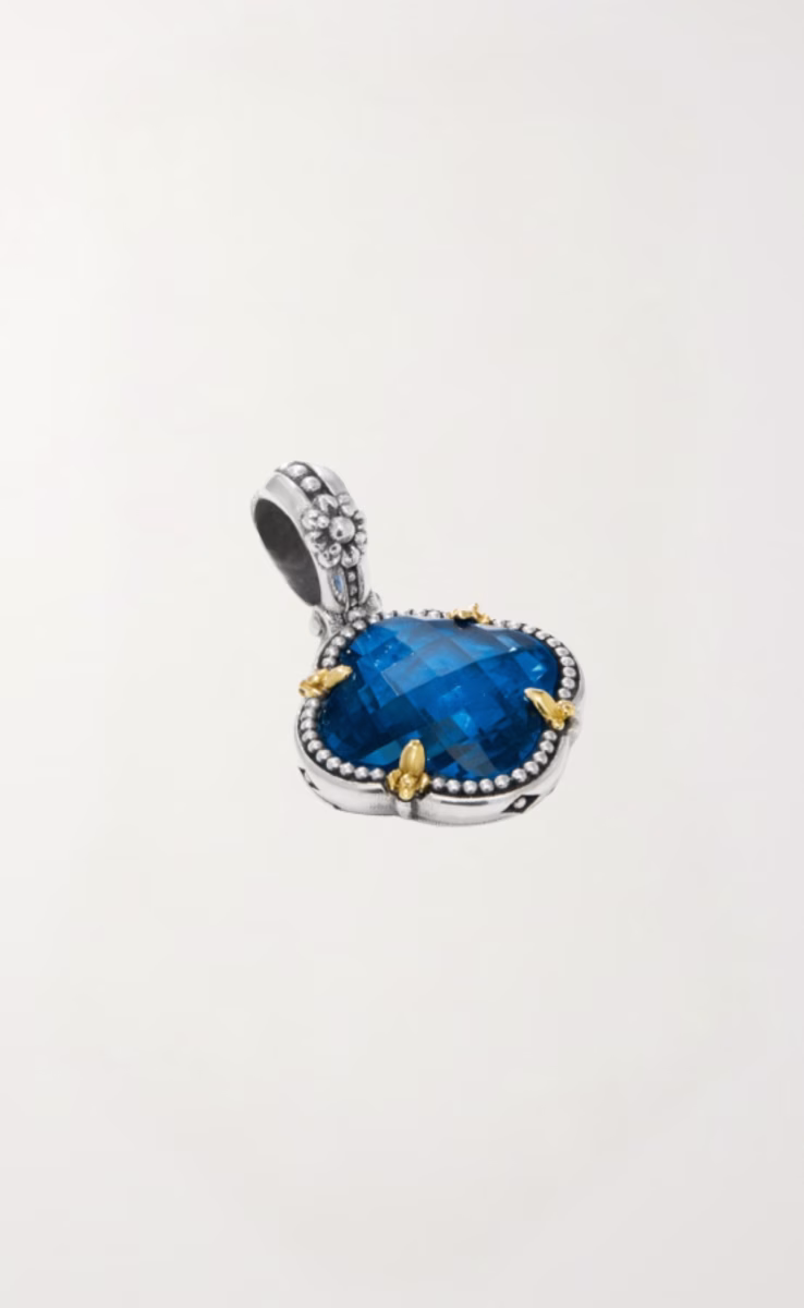 PENDANT STERLING SILVER 925, GOLD 18K WITH BLUE SPINEL