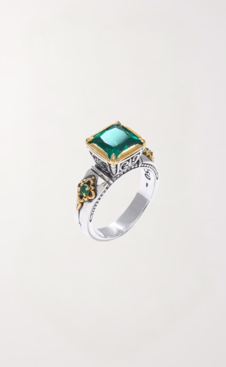 RING STERLING SILVER 925, GOLD 18k WITH GREEN SPINEL