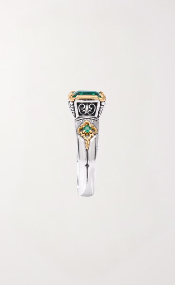 RING STERLING SILVER 925, GOLD 18k WITH GREEN SPINEL