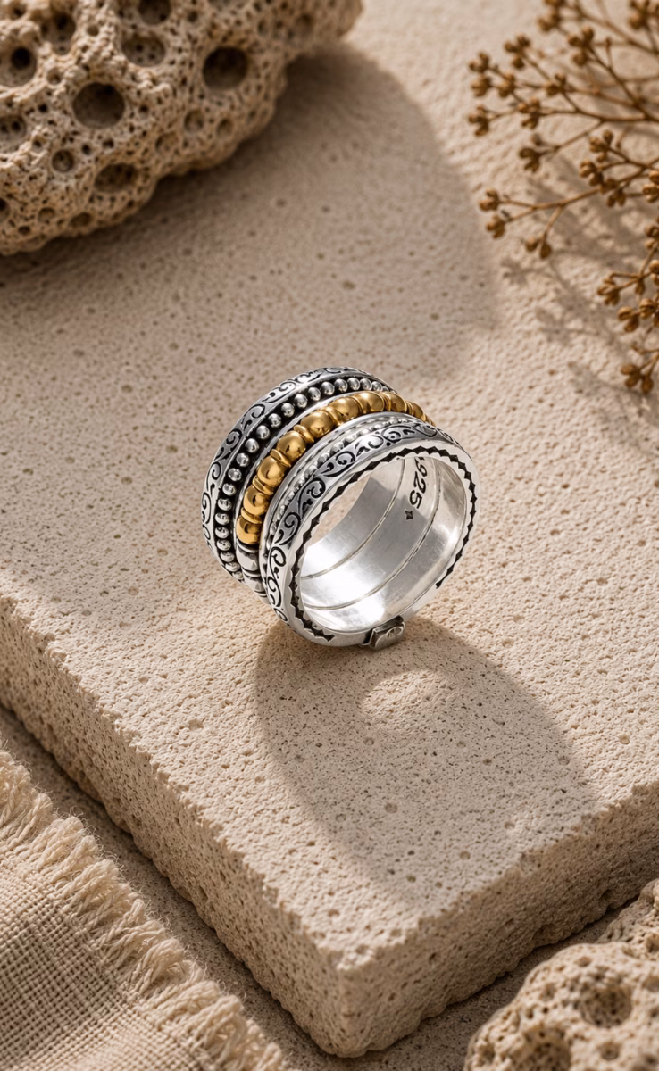 RING STERLING SILVER 925 & GOLD 18k