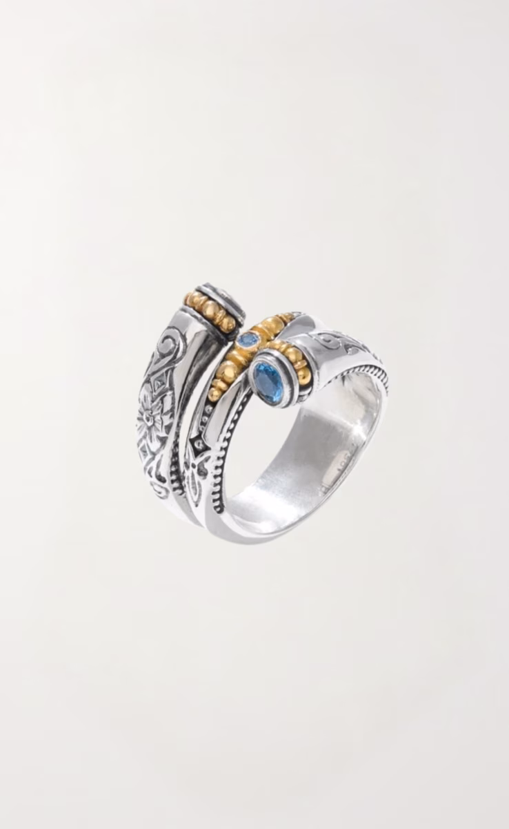 RING STERLING SILVER 925, GOLD 18k WITH DEEP BLUE SPINEL