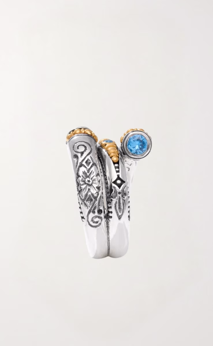 RING STERLING SILVER 925, GOLD 18k WITH DEEP BLUE SPINEL
