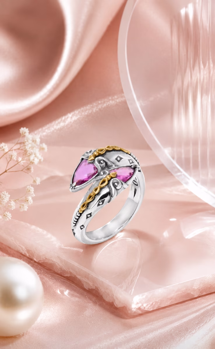 RING STERLING SILVER 925, GOLD 18k WITH FLUX FUSION CORUNDUM