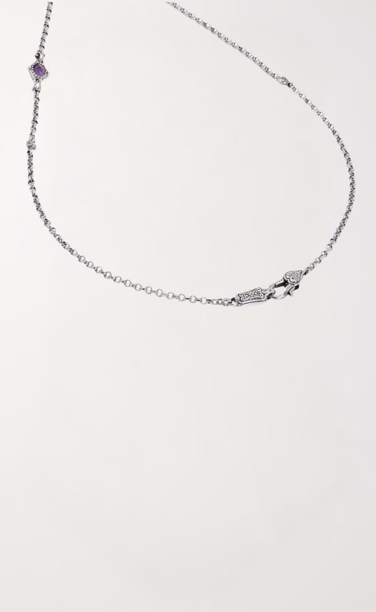 NECKLACE DROP STERLING SILVER & 18K GOLD WITH AMETHYST QUARTZ