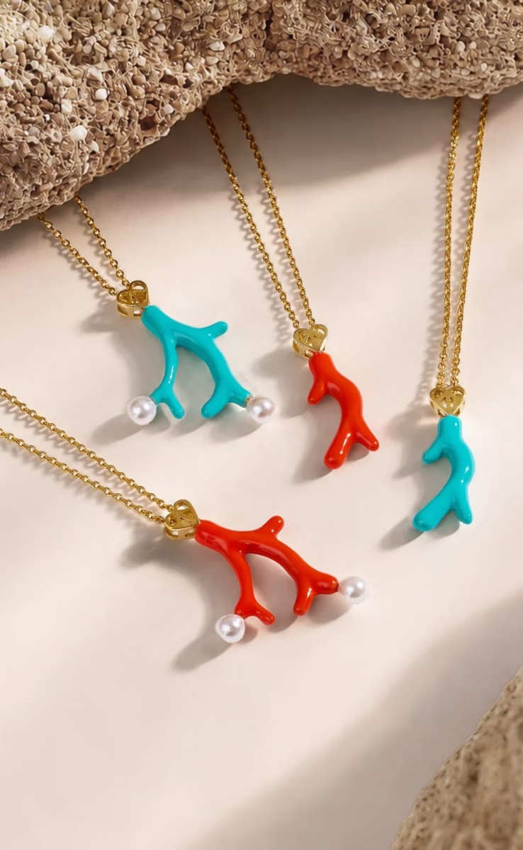 CORAL PEARLS NECKLACE