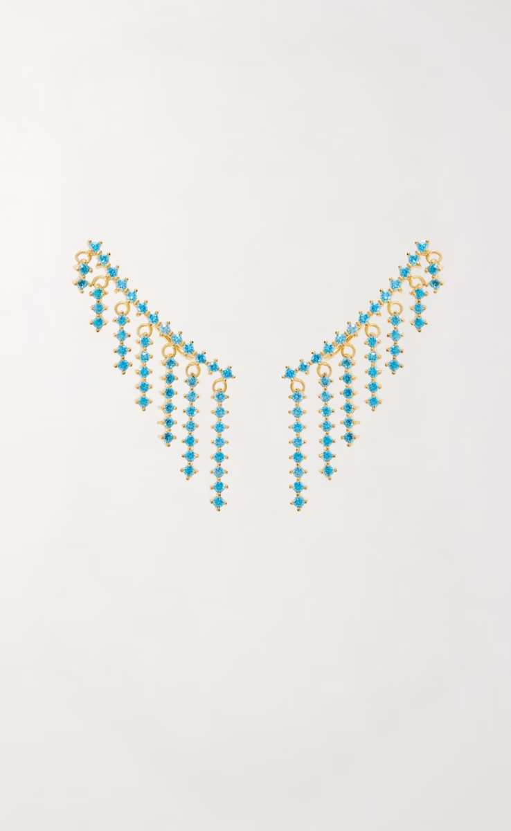 AQUA WATERFALL CRAWLER EARRINGS