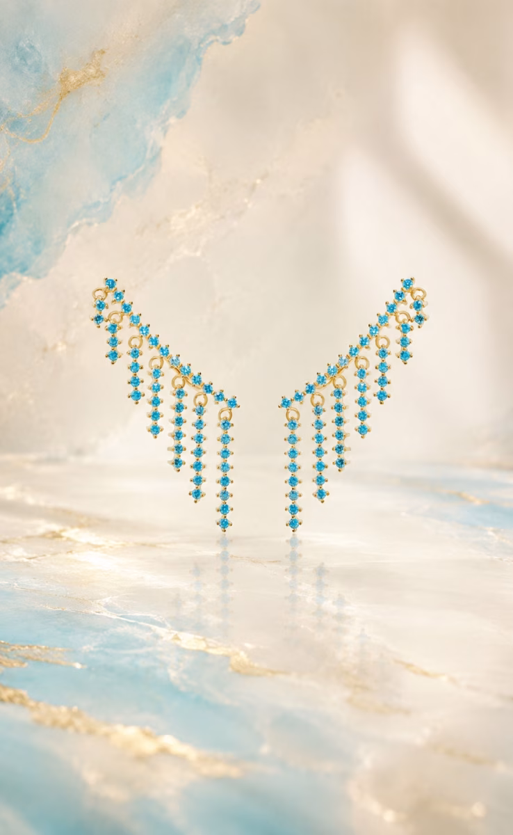 AQUA WATERFALL CRAWLER EARRINGS