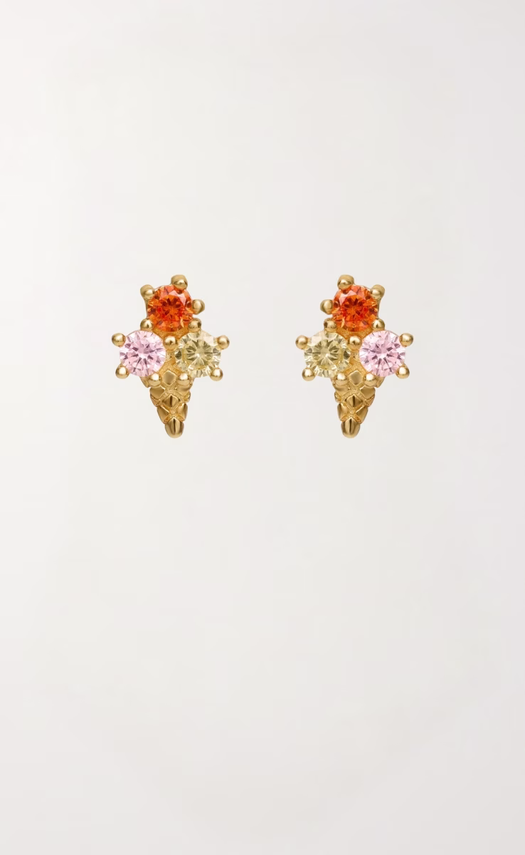 ICE CREAM CONE STUD EARRINGS PAVE