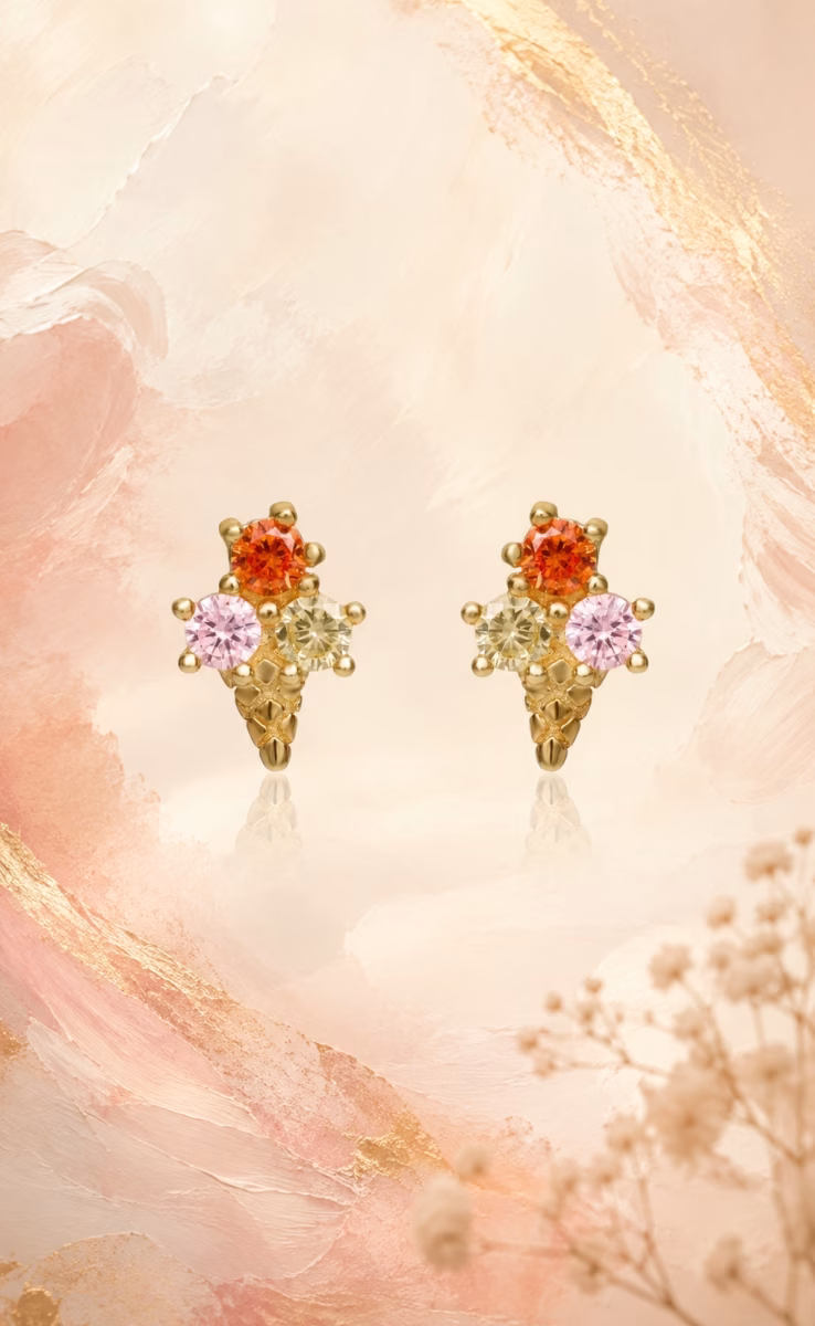 ICE CREAM CONE STUD EARRINGS PAVE