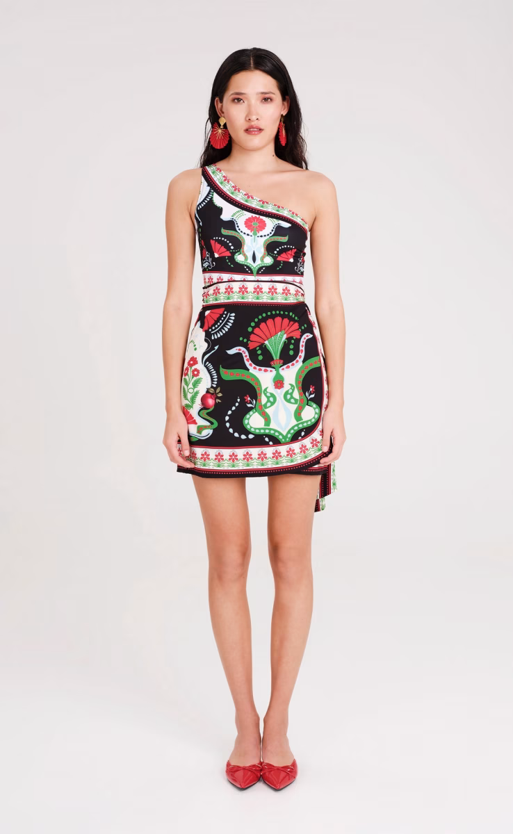 POMEGRANATE WRAP MINI SKIRT